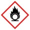 Flame over circle hazard sign or symbol.  Vector design isolated on white background.  Latest hazard signs collection. GHS hazard