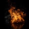 Flame of real Fire isolated on black background. High quality. Generative AI