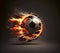 Flame Soccer ball spinning on fire and glowing, Generative AI