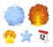 Flame, sparks, hydrogen fragments, atomic or gas explosion. Explosions set collection icons in cartoon style vector