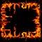 Flame square fire flames on Abstract art black background