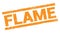 FLAME text on orange rectangle stamp sign