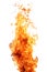 Flame on a transparent background. Long vertical strip of fire, the concept of a blaze, a design element. To be inserted