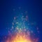 Flame vector xmas background with sparks particles. Colorful fire blaze sparkling. Fiery magic blaze