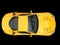 Flame yellow urban sports car - top view
