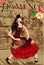 Flamenco. Beautiful Spanish girl with fan. Holiday invitation card.