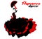 Flamenco dance, silhouette Spanish woman, isolated