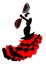 Flamenco dance, silhouette Spanish woman, isolated