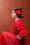 Flamenco dancer Spain woman gipsy with red rose