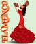 Flamenco, Dancing girl with spanish fans, flamenco party. vector