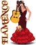 Flamenco. Elegant dancing girl with spanish guitar. vector