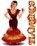 Flamenco. Elegant flamenco girl and spanish wine