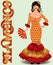 Flamenco. Elegant spanish dancing girl with flamenco fan.