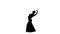 Flamenco. Girl dancing a Spanish incendiary dance. White background. Silhouette. Slow motion