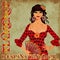 Flamenco Spain love card with spanish girl and fan