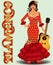 Flamenco. Spanish dancing girl and guitar