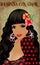 Flamenco.Translation is From Spain with Love. Elegant spanish girl. Festival card. vector