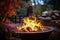 flames dancing in a cozy outdoor fire pit