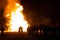 Flames and fire released by a pyre for the traditional epiphany festival in Italy