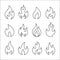 Flames, icon set. fire, flame of various shapes,