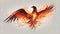 flames with wings phoenix bird fire in its wings tail against the sky, creating a majestic and powerful image phoenix