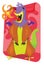 Flaming alien monster rooster cartoon illustration