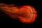 Flaming basketball on black