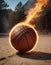 Flaming Basketball on Sand