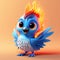 Flaming Bird: A Playful Cartoon Avian Character With Hyper-realistic Details