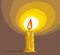 Flaming candle illuminates the dark symbolic vector illustration.