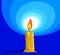 Flaming candle illuminates the dark symbolic vector illustration, concept of faith hope