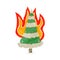 flaming christmas tree retro cartoon