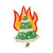 flaming christmas tree retro cartoon