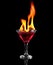 Flaming cocktail over black