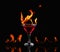 Flaming cocktail over black