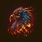 Flaming eagle head burning animal cartoon bird