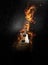 Flaming Electric Guitar on Dark Smoky Background