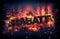 Flaming embers surrounding the word rabatt