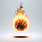 a flaming evil fire ball. ball spehere of flames. black smoke. fire trail. isolated. white background. hot, heat. falling meteor.