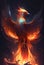 Flaming fiery Phoenix bird