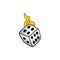 Flaming on fire burning white dice risk taker gamble art