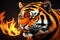 Flaming Fury  The Black and Orange Tiger.AI Generated