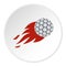 Flaming golf ball icon circle