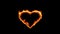 Flaming heart on the black background. Love feeling concept.