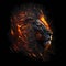 Flaming Lion Face. Generative AI