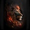 Flaming Lion Head. Generative AI