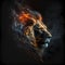 Flaming Lion Head. Generative AI