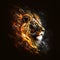 Flaming Lion Head. Generative AI