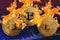 Flaming metal coin showing bitcoin price rise