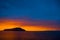 Flaming midsummer sky at Norwegian Sea, North Norway